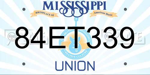 84ET339 Mississippi License Plate