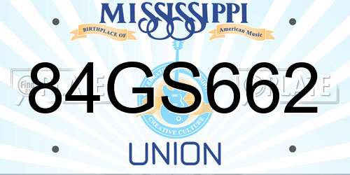 84GS662 Mississippi License Plate