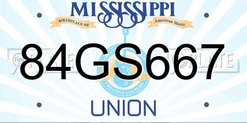 84GS667 Mississippi License Plate