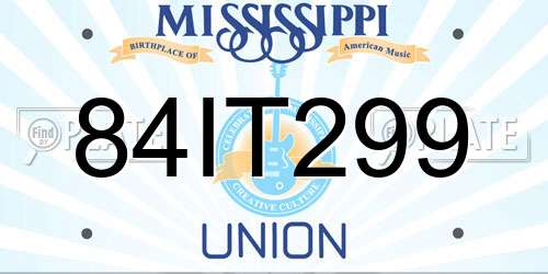 84IT299 Mississippi License Plate