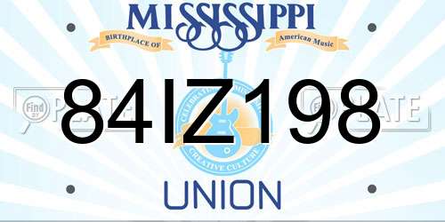 84IZ198 Mississippi License Plate