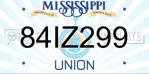 84IZ299 Mississippi License Plate