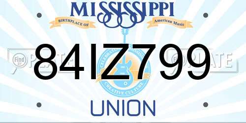 84IZ799 Mississippi License Plate