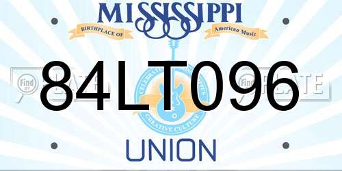 84LT096 Mississippi License Plate