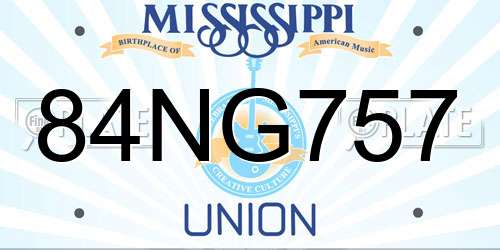 84NG757 Mississippi License Plate