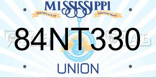 84NT330 Mississippi License Plate