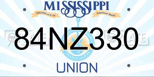 84NZ330 Mississippi License Plate