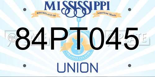 84PT045 Mississippi License Plate