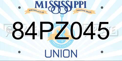 84PZ045 Mississippi License Plate