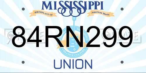 84RN299 Mississippi License Plate