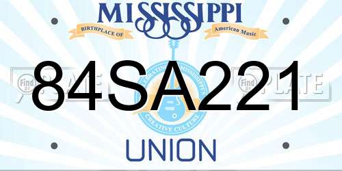 84SA221 Mississippi License Plate