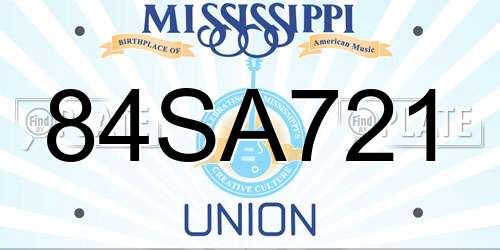 84SA721 Mississippi License Plate