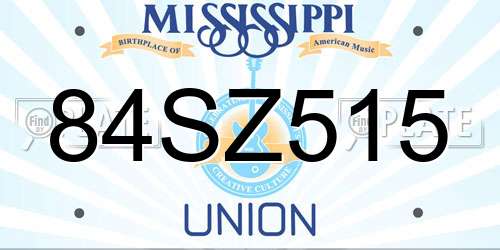 84SZ515 Mississippi License Plate