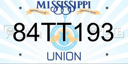 84TT193 Mississippi License Plate