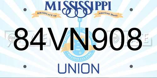 84VN908 Mississippi License Plate