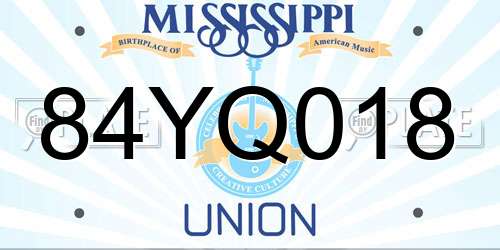 84YQ018 Mississippi License Plate