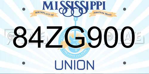 84ZG900 Mississippi License Plate