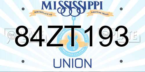 84ZT193 Mississippi License Plate