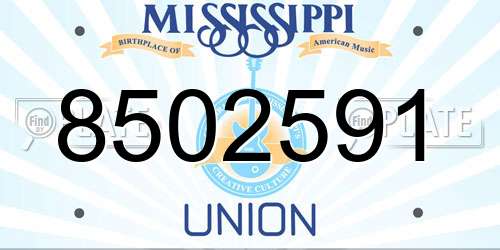 8502591 Mississippi License Plate