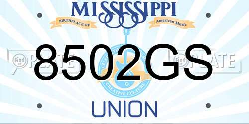 8502GS Mississippi License Plate