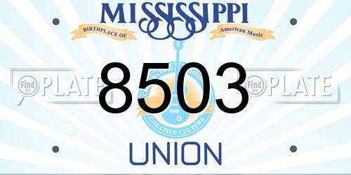 8503 Mississippi License Plate