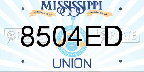 8504ED Mississippi License Plate