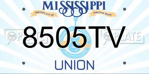 8505TV Mississippi License Plate