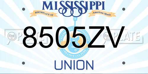 8505ZV Mississippi License Plate