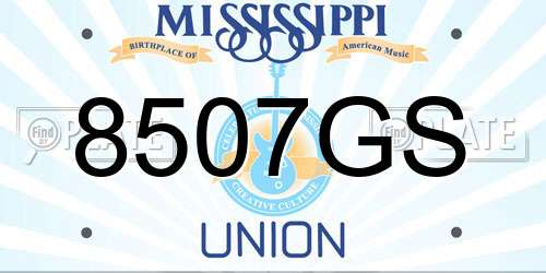 8507GS Mississippi License Plate