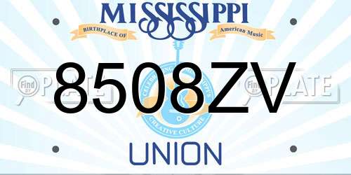 8508ZV Mississippi License Plate