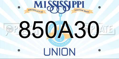 850A30 Mississippi License Plate