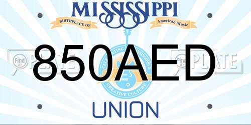 850AED Mississippi License Plate