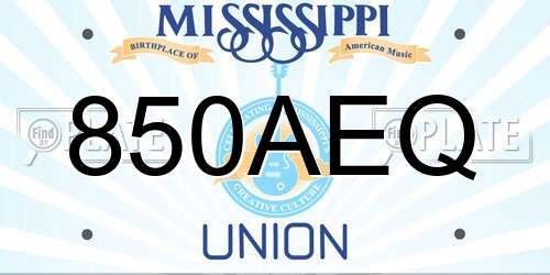 850AEQ Mississippi License Plate