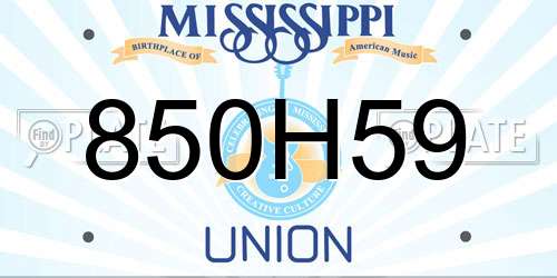 850H59 Mississippi License Plate