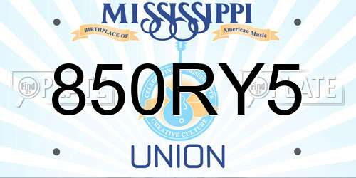 850RY5 Mississippi License Plate