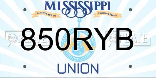 850RYB Mississippi License Plate
