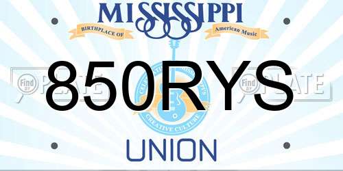 850RYS Mississippi License Plate