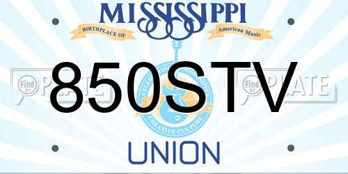 850STV Mississippi License Plate