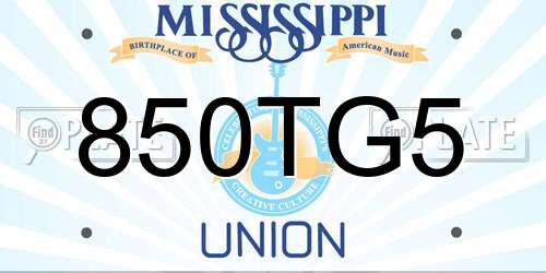 850TG5 Mississippi License Plate