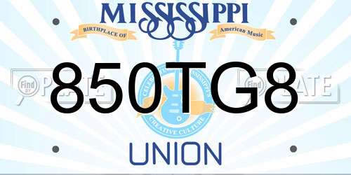 850TG8 Mississippi License Plate