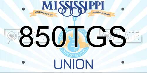 850TGS Mississippi License Plate