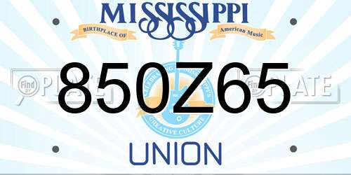 850Z65 Mississippi License Plate