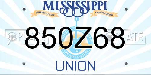 850Z68 Mississippi License Plate