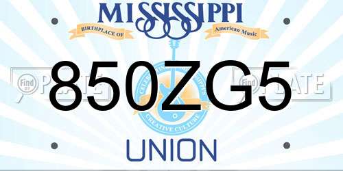 850ZG5 Mississippi License Plate