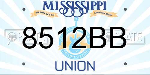 8512BB Mississippi License Plate