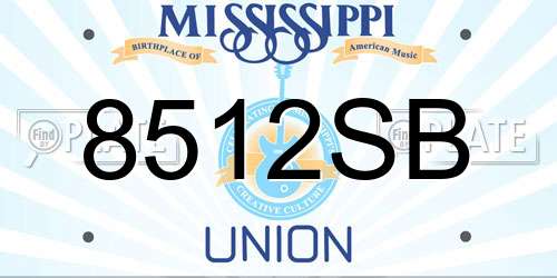8512SB Mississippi License Plate