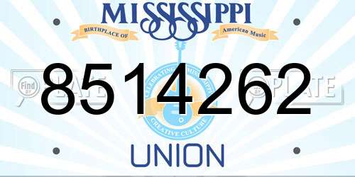 8514262 Mississippi License Plate