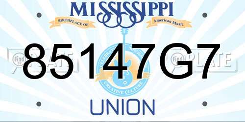 85147G7 Mississippi License Plate