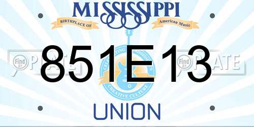 851E13 Mississippi License Plate
