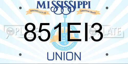 851EI3 Mississippi License Plate